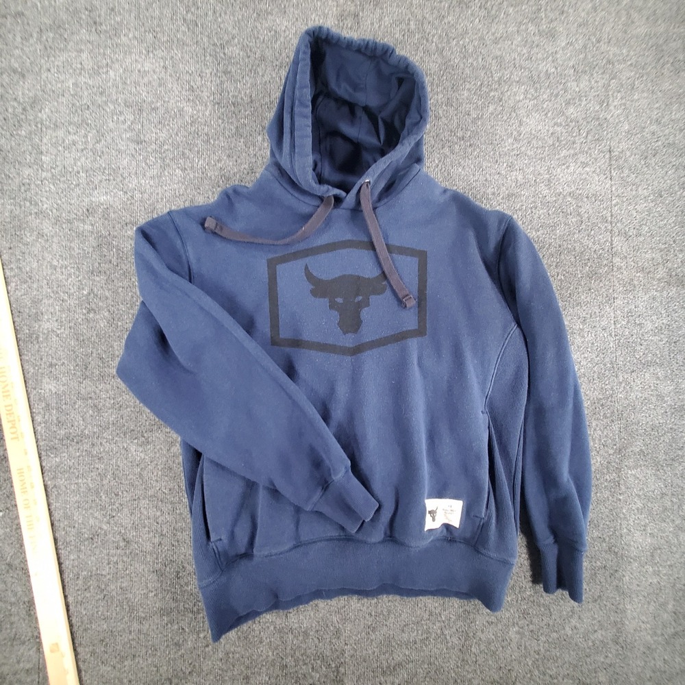 Under Armour Hoodie Mens Large Project Rock Brahma Bull Navy Blue Pullover